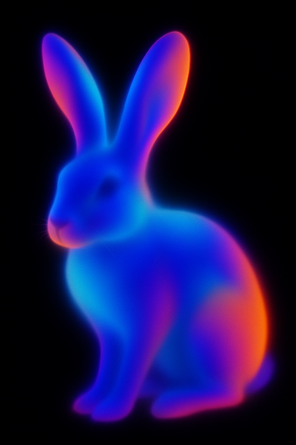 Glowing neon rabbit hero